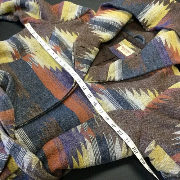 Vintage Mossimo Womens Multicolor Western Aztec Hooded Belted Jacket Medium - Picture 5 of 11